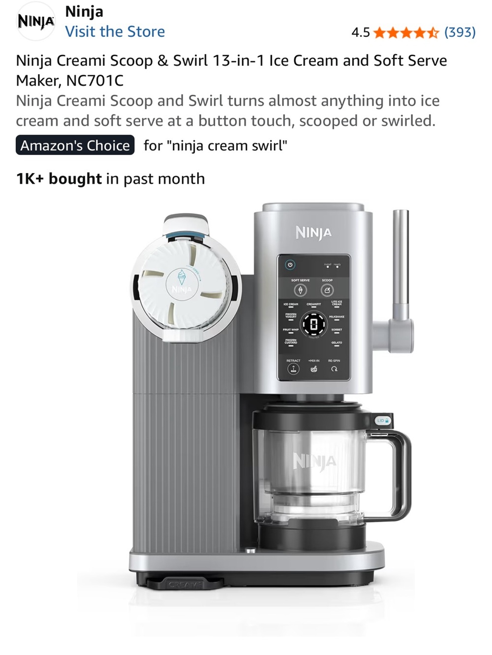 Ninja creamy scoop, and swirl kitchen appliance